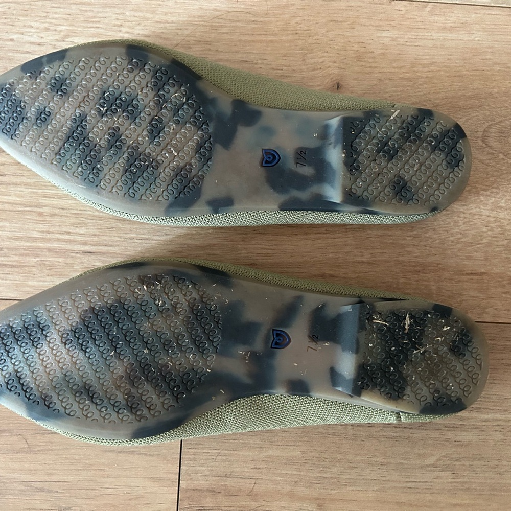 Rothy's Sage Green Pointed-Toe Slip-On Mules with Blue Trim - Picture 5 of 6